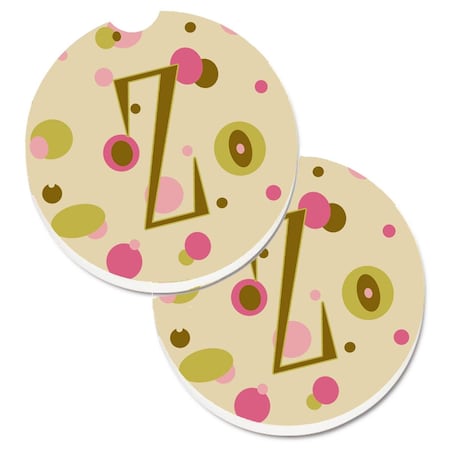 Carolines Treasures Letter Z Initial Monogram Tan Dots Set of 2 Cup Holder Car Coaster CJ1004-ZCARC